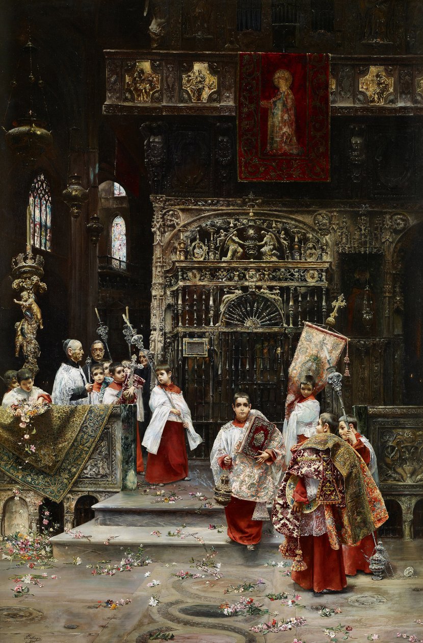 Kuoropojat - Gallegos y Arnosa, Jose (1859-1917) - n. 1886-1890 - Öljy kankaalle - 91,4x62,2 - Carmen Thyssen -museo, Málaga tekijältä Jose Gallegos Arnosa