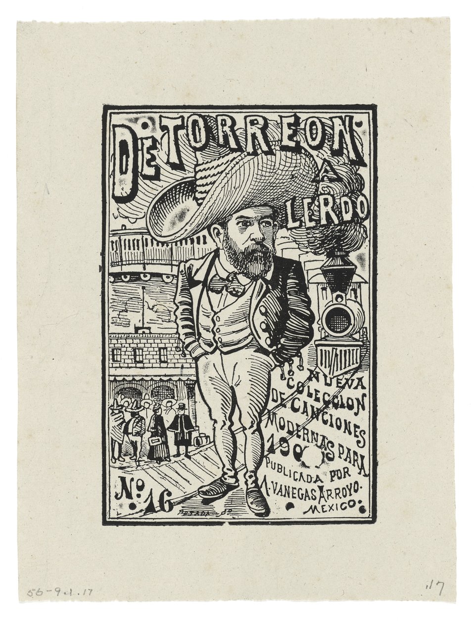 Torreónista Lerdoon, noin 1905, painettu 1942 (kaiverrus) tekijältä José Guadalupe Posada
