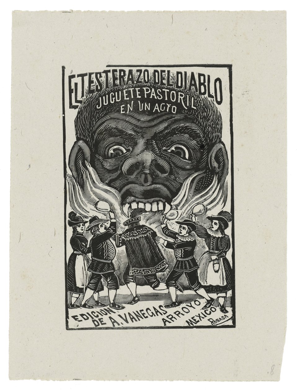 Paholaisen pää, n. 1900, painettu 1942 (kaiverrus) tekijältä José Guadalupe Posada