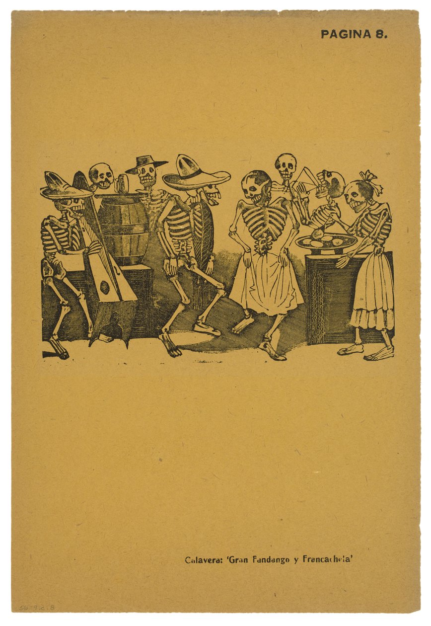 El jarabe de ultratumba, n. 1910, painettu 1943 (valokuvareliefi etsaus kaiverruksella) tekijältä José Guadalupe Posada