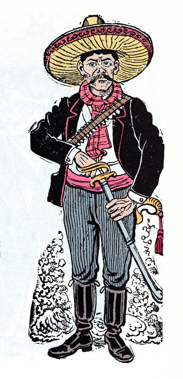 Meksikon vallankumous (1910-1920) - Salazar Amador Emiliano Zapatan vallankumouksellinen seuraaja - Jose Guadalupe Posadan (1852-1913) ksylografia tekijältä José Guadalupe Posada