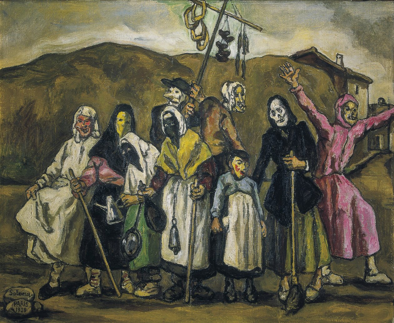 GUTIERREZ SOLANA, Jose (1886-1945). Pukupallo. 1938. Ekspressionismi. Öljy kankaalle. Yksityiskokoelma. tekijältä Jose Gutierrez Solana