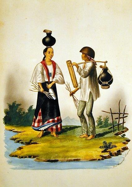 Milksellers, teoksesta "The Flebus Album of Views In and Around Manila", n. 1845 (akvarelli paperille) tekijältä Jose Honorato Lozano