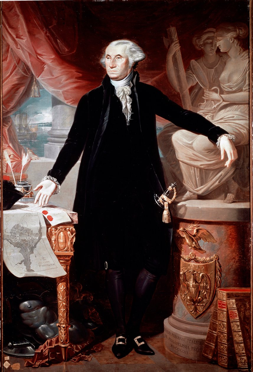Muotokuva Yhdysvaltain presidentistä George Washingtonista (1732-1799) Giuseppe Perovanin (1765-1835) maalaus Madrid, Academia de San Fernando tekijältä José Perovani