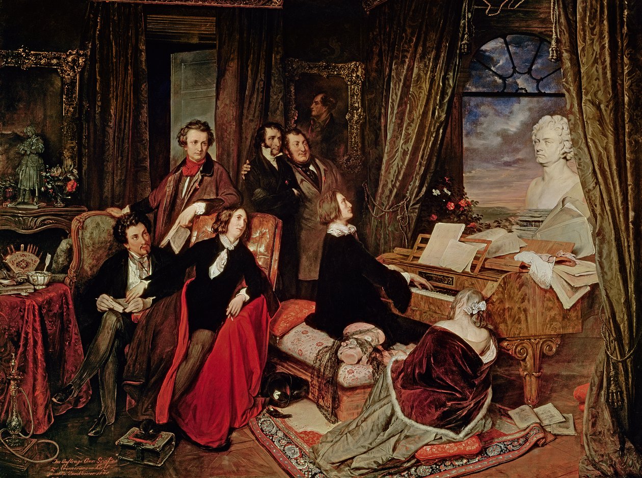 Liszt pianon ääressä, 1840 tekijältä Josef Danhauser