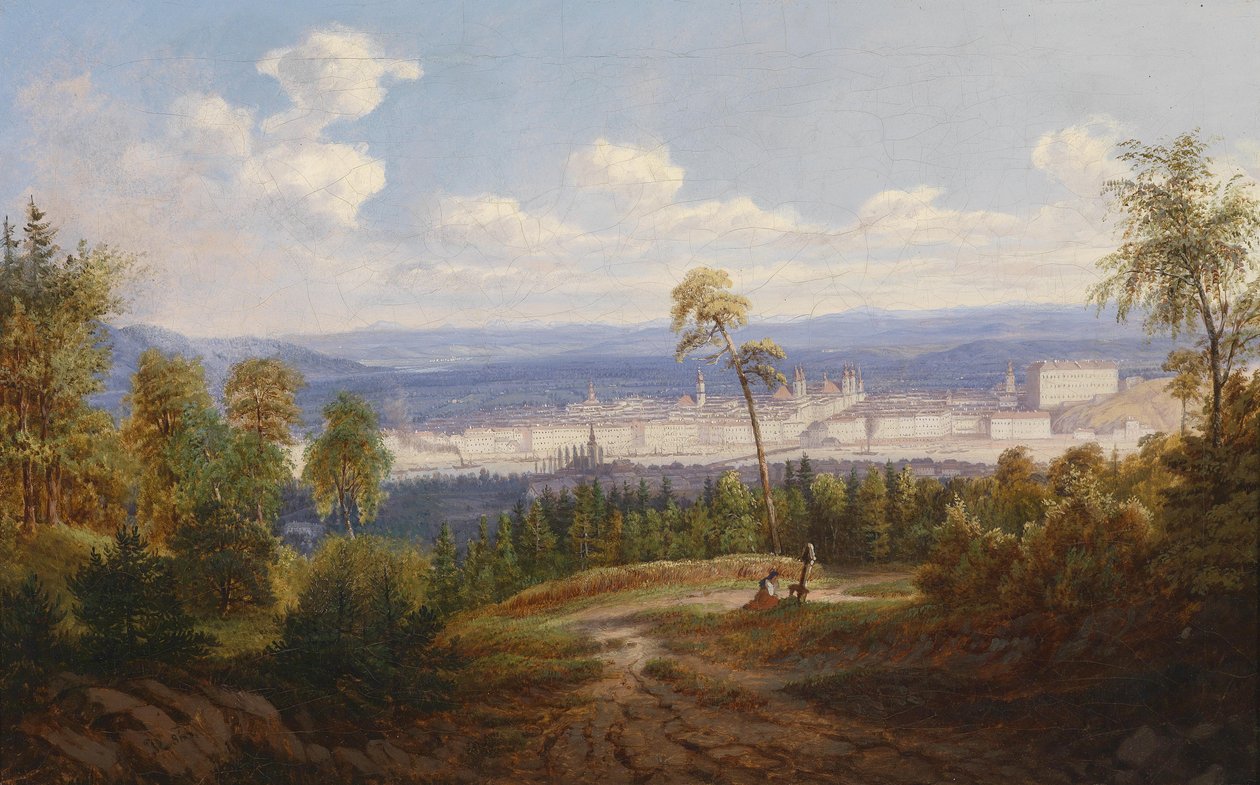 Blick vom Pöstlingberg auf Linz tekijältä Josef Edelbacher
