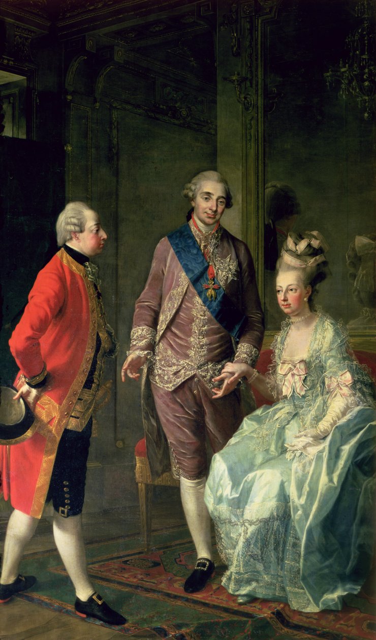 Arkkiherttua Maximilian Franz vierailee Marie Antoinettessa (1755-93) ja Ludvig XVI:ssa (1754-93) n. 1775 tekijältä Josef Hauzinger