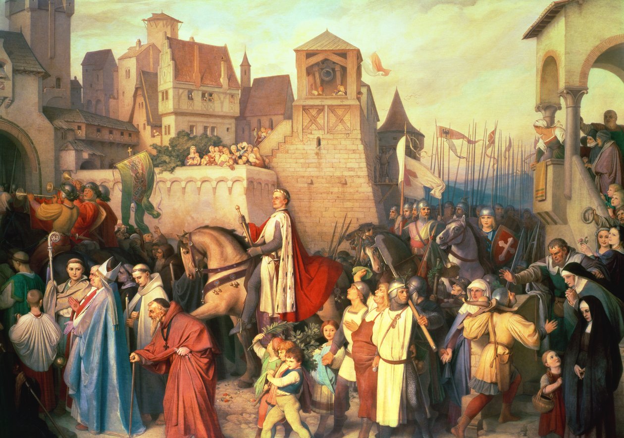 Herttua Leopold Glorious (1176-1230) saapuu Wieniin palattuaan ristiretkiltä tekijältä Josef Mathias Trenkwald