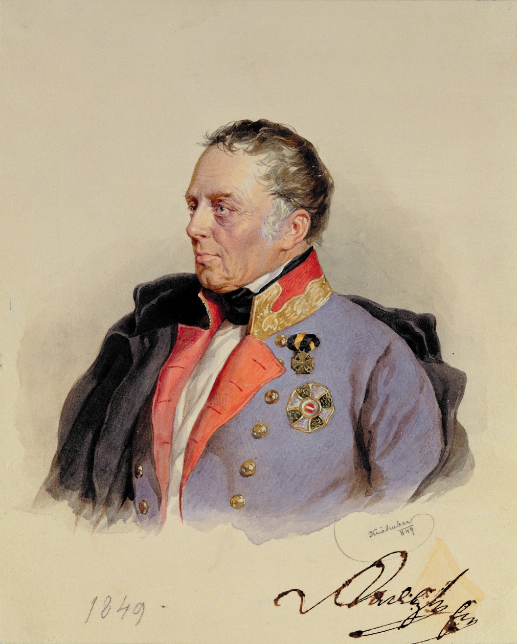 Johann Joseph Wenzel, kreivi Radetzky (1766-1858) Lombardo-Venetsialaisten alueiden kuvernööri 1800-luvun puolivälissä, 1849 tekijältä Josef Nikolaus Kriehuber