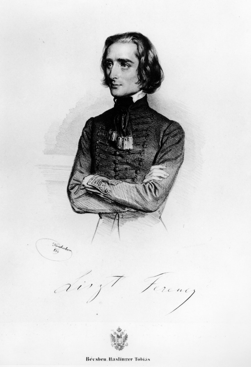 Franz Lisztin (1811-86) muotokuva 1839 tekijältä Josef Nikolaus Kriehuber