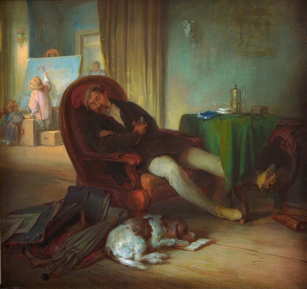 Nukkuva maalari tekijältä Josef Danhauser