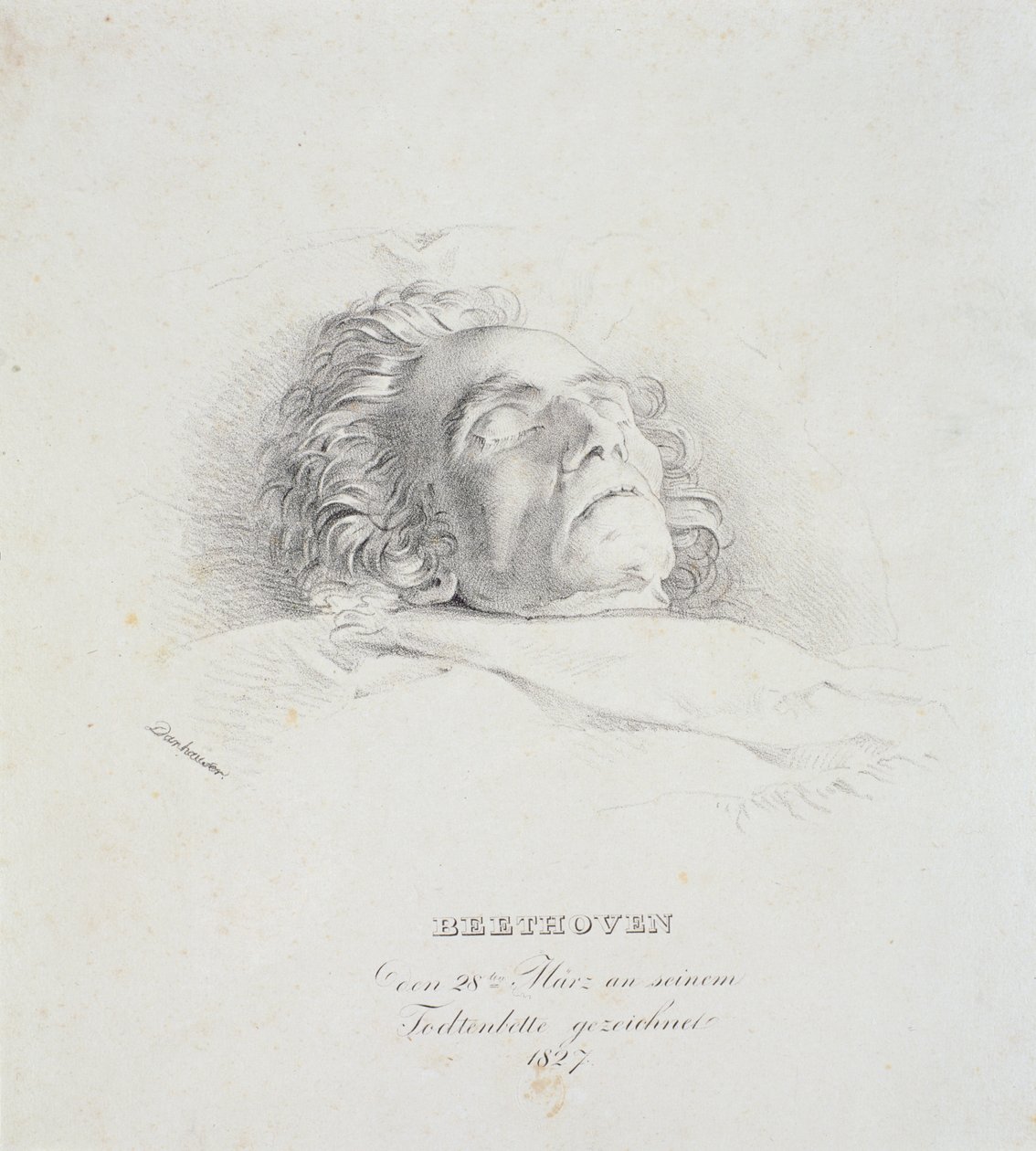Ludwig van Beethoven (1770-1827) kuolinvuoteellaan, 28. maaliskuuta 1827 tekijältä Josef Danhauser