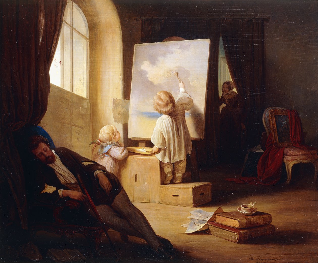 Nukkuva maalari; Nukkuva maalari, 1841 tekijältä Josef Danhauser