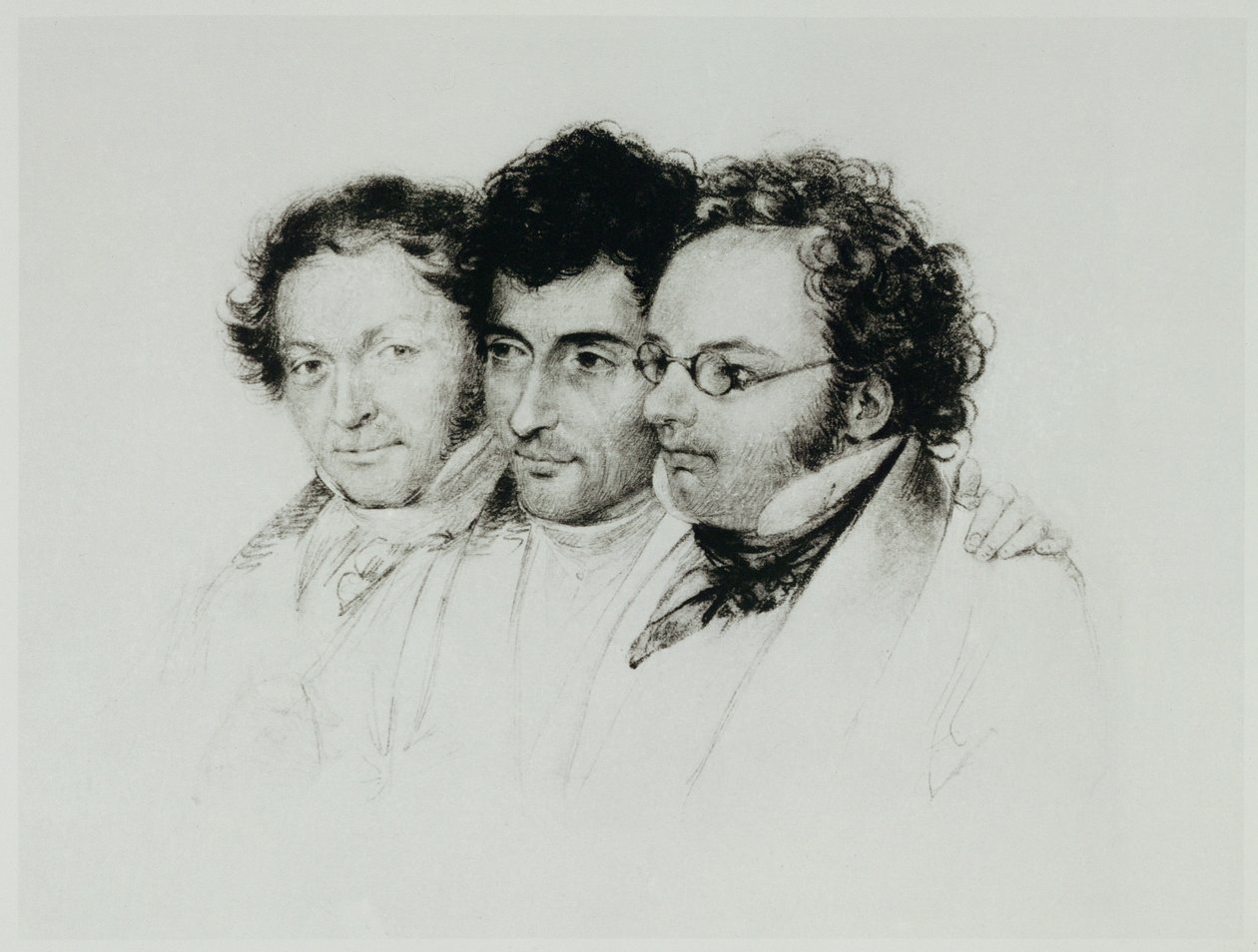Johann Baptist Jenger, Anselm Huettenbrenner ja Franz Schubert ... tekijältä Josef Eduard Teltscher