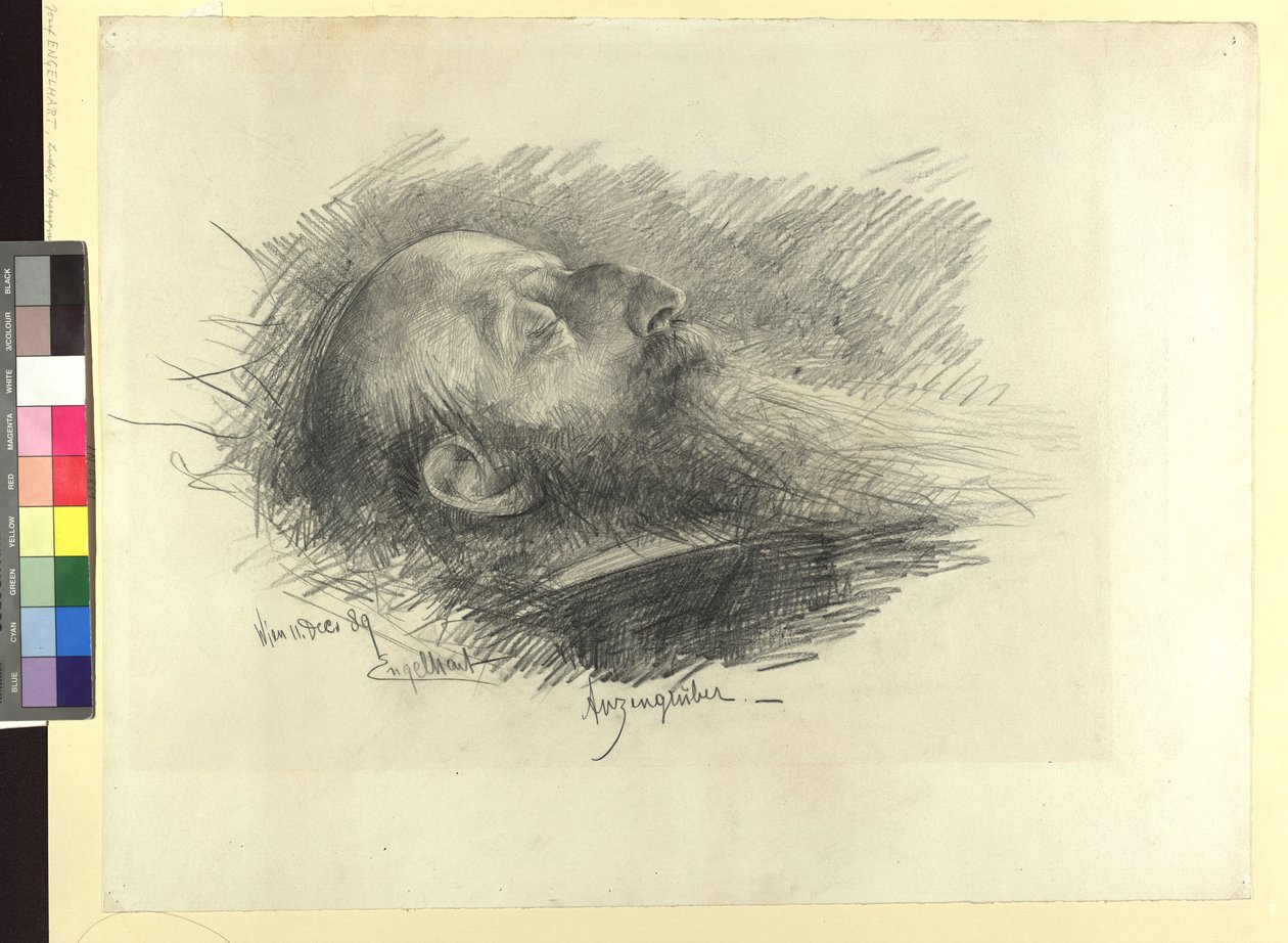 Ludwig Anzengruber kuolinvuoteellaan tekijältä Josef Engelhart