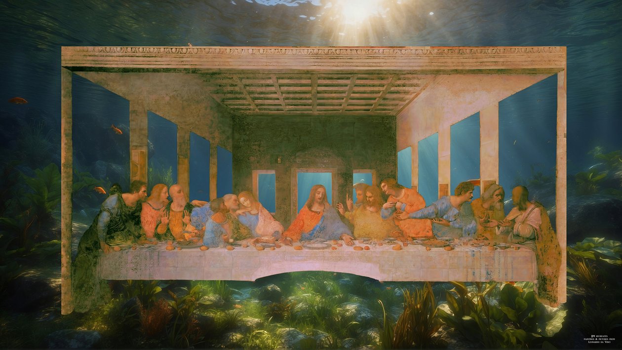 JJM-recreate_Leonardo da Vinci_Viimeinen ehtoollinen_veden alla tekijältä Josef Johann Michel
