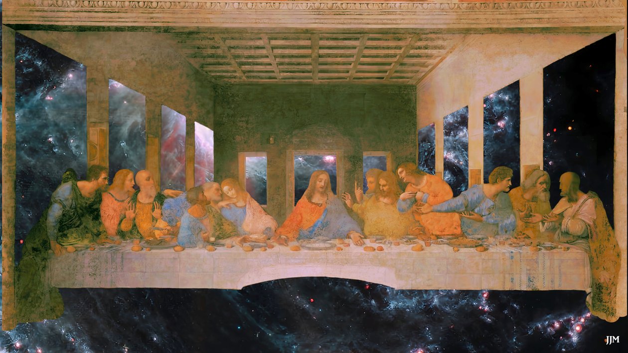 JJM-recreate: Leonardo da Vinci_Viimeinen ehtoollinen+JWST tekijältä Josef Johann Michel