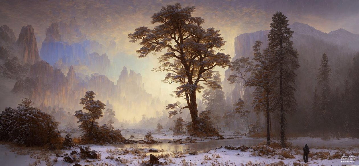 JJM luo uudelleen Bierstadt-A: Valley of Yosemiten lumisateen tekijältä Josef Johann Michel