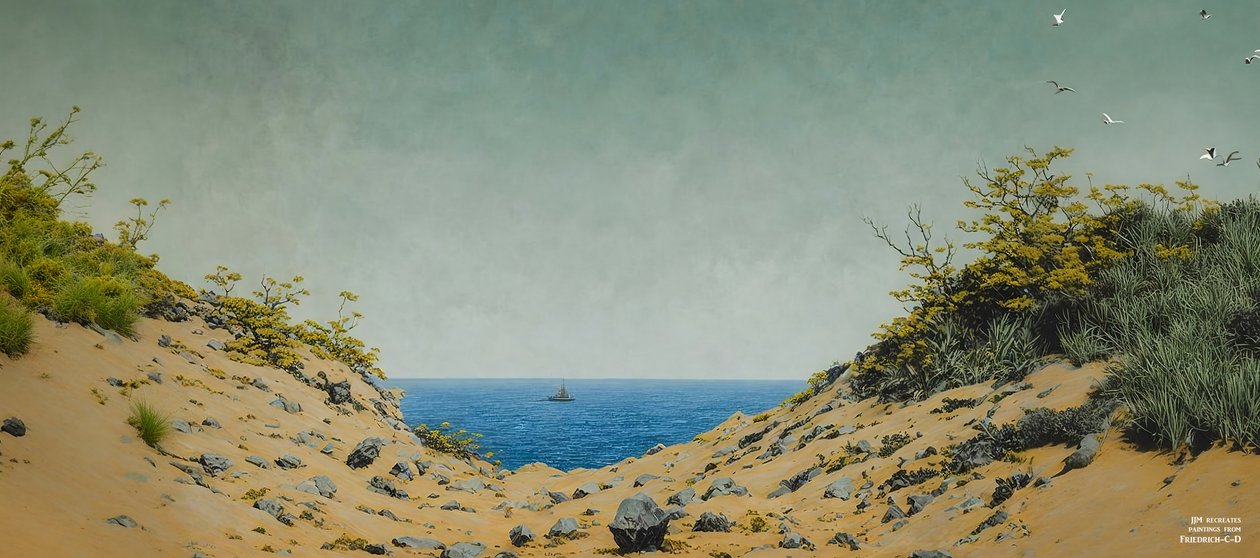 JJM luo uudelleen Friedrich-C-D: Näkymä pankin laman läpi (panoraama) tekijältä Josef Johann Michel