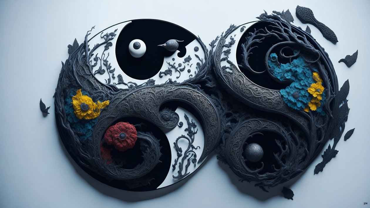 enkaustinen Feng Shui YIN JA YANG -konsepti _04 tekijältä Josef Johann Michel