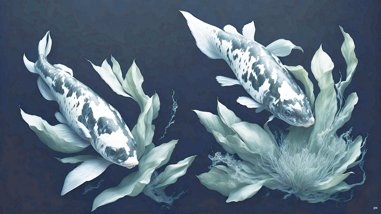 mustemaalaus: Koi-Karpfish_white marble_01 tekijältä Josef Johann Michel