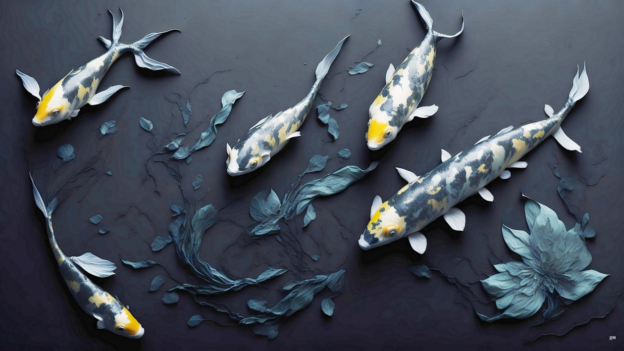 mustemaalaus: Koi-Karpfish_yellow_01 tekijältä Josef Johann Michel