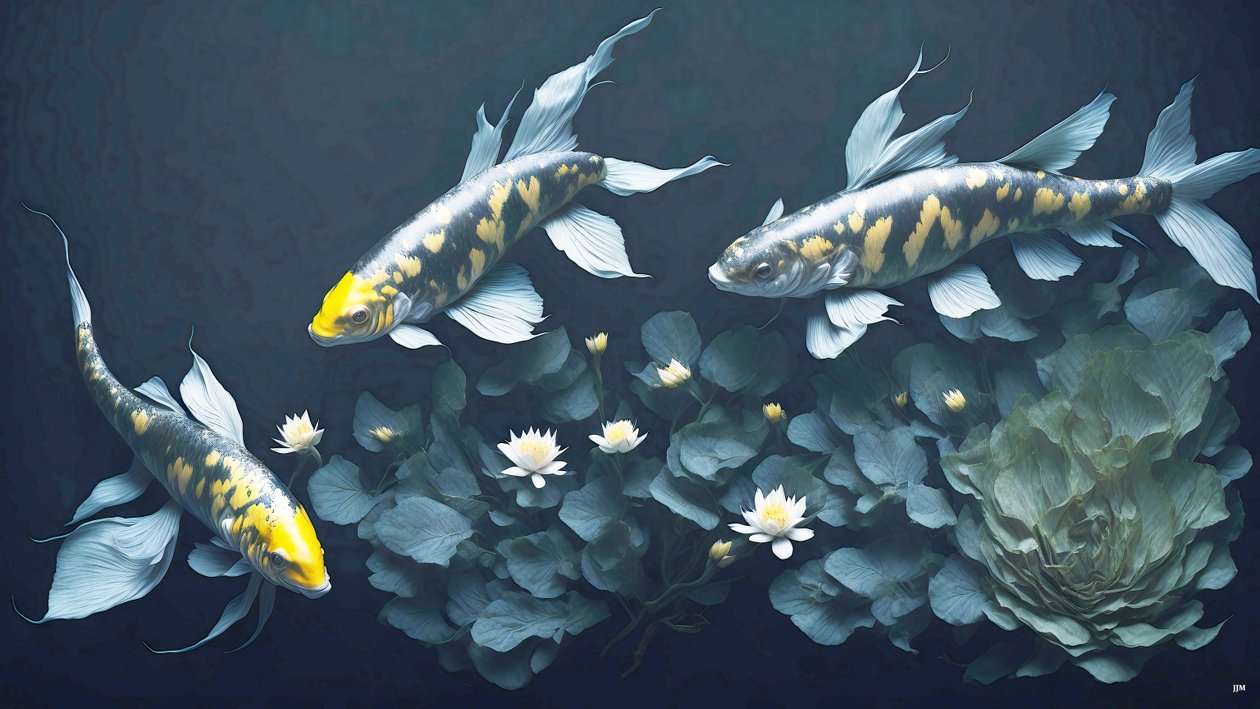 mustemaalaus: Koi-Karpfish_yellow_03 tekijältä Josef Johann Michel