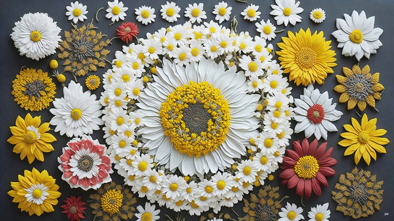 mandala: Kamomilla-Matricaria elementit_01 tekijältä Josef Johann Michel