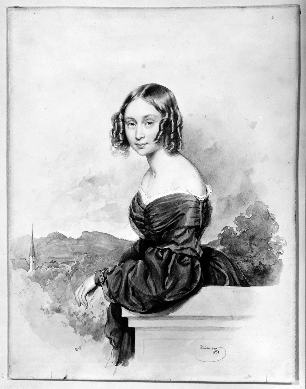 Kreivitär Natalia Alexandra von Buxhövden, naimisissa K.G. Löwenhielmin kanssa tekijältä Josef Kriehuber