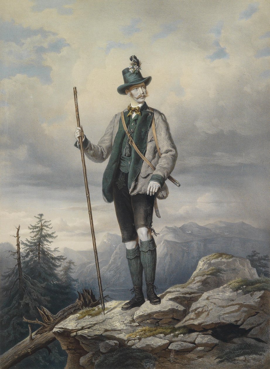Josef Kriehuber Keisari Franz Joseph I I Ischlissä metsästyspuvussa, 1855 tekijältä Josef Kriehuber