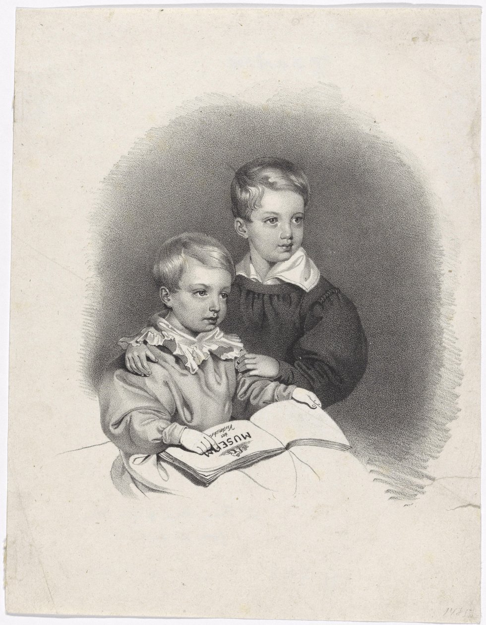 Kruununprinssi Franz Joseph ja arkkiherttua Ferdinand Maximilian Josef lapsina tekijältä Josef Kriehuber