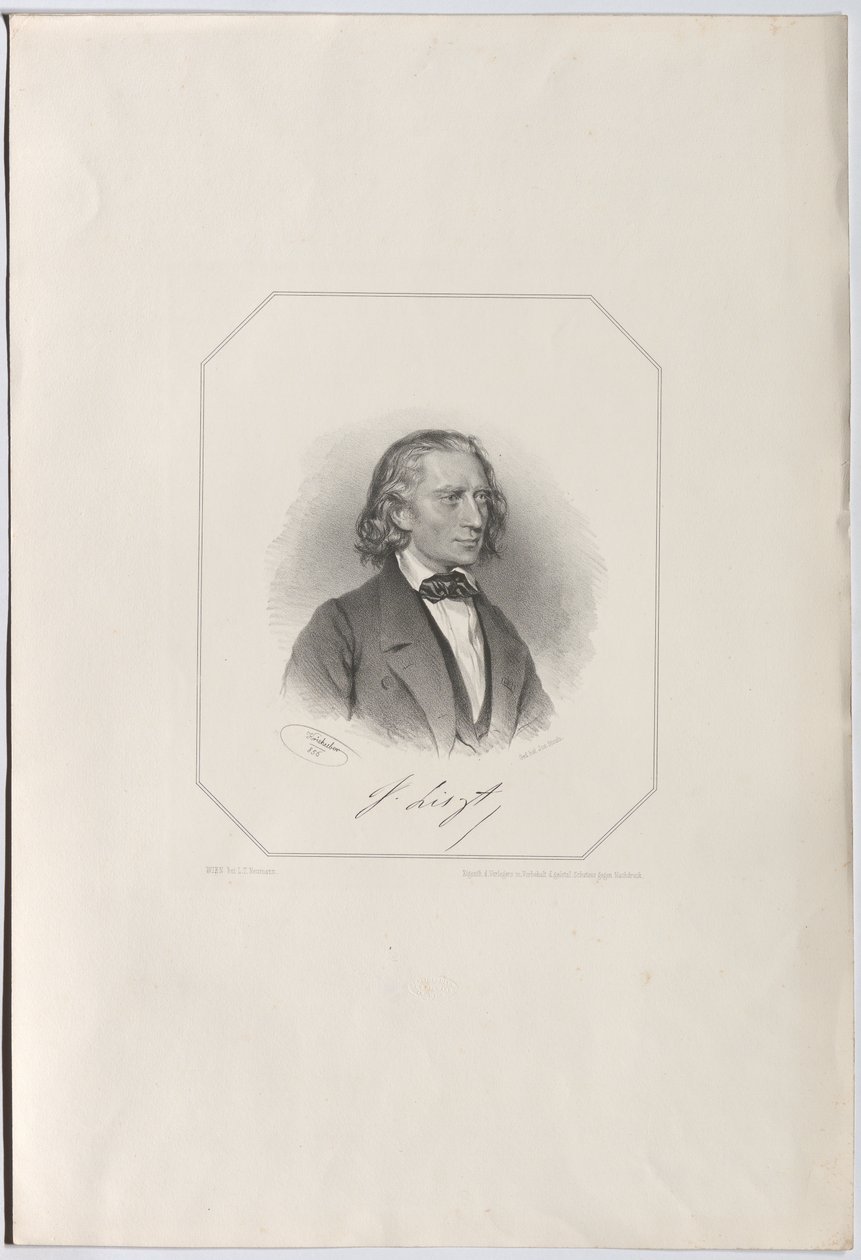 Franz Lisztin muotokuva 1811-1886, 1856. tekijältä Josef Kriehuber