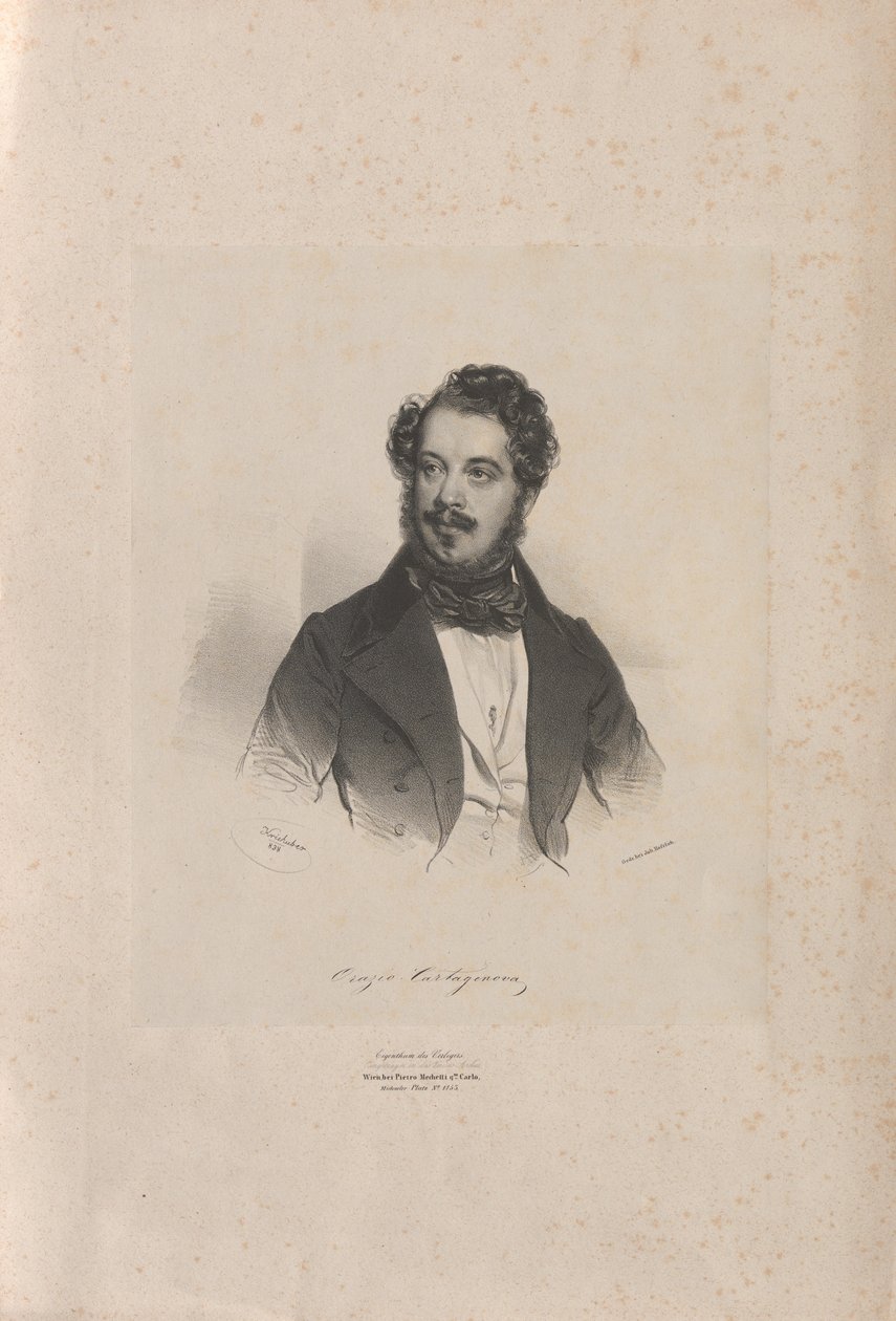 Oopperalaulaja Giovanni Orazio Cartagenovan muotokuva 1800-1841, 1838. tekijältä Josef Kriehuber