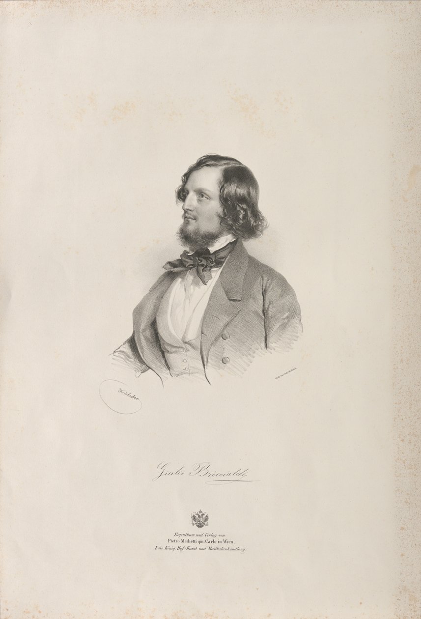 Muotokuva huilusoittajasta ja säveltäjä Giulio Briccialdista 1818-1881, ennen vuotta 1850. tekijältä Josef Kriehuber
