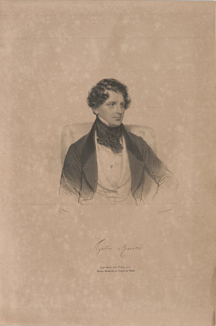 Oopperalaulaja Agostino Roveren muotokuva 1804-1865, 1839. tekijältä Josef Kriehuber