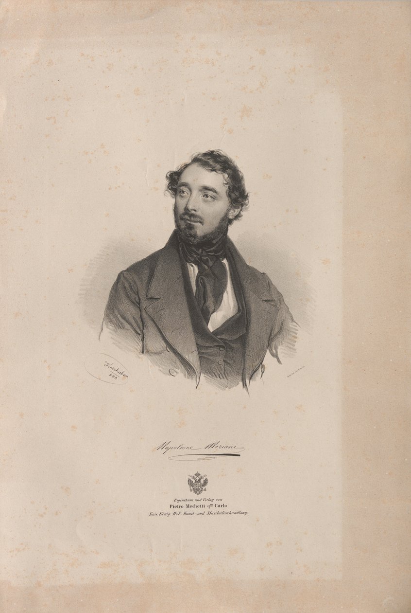 Oopperalaulaja Napoleone Morianin muotokuva 1808-1878, 1840. tekijältä Josef Kriehuber