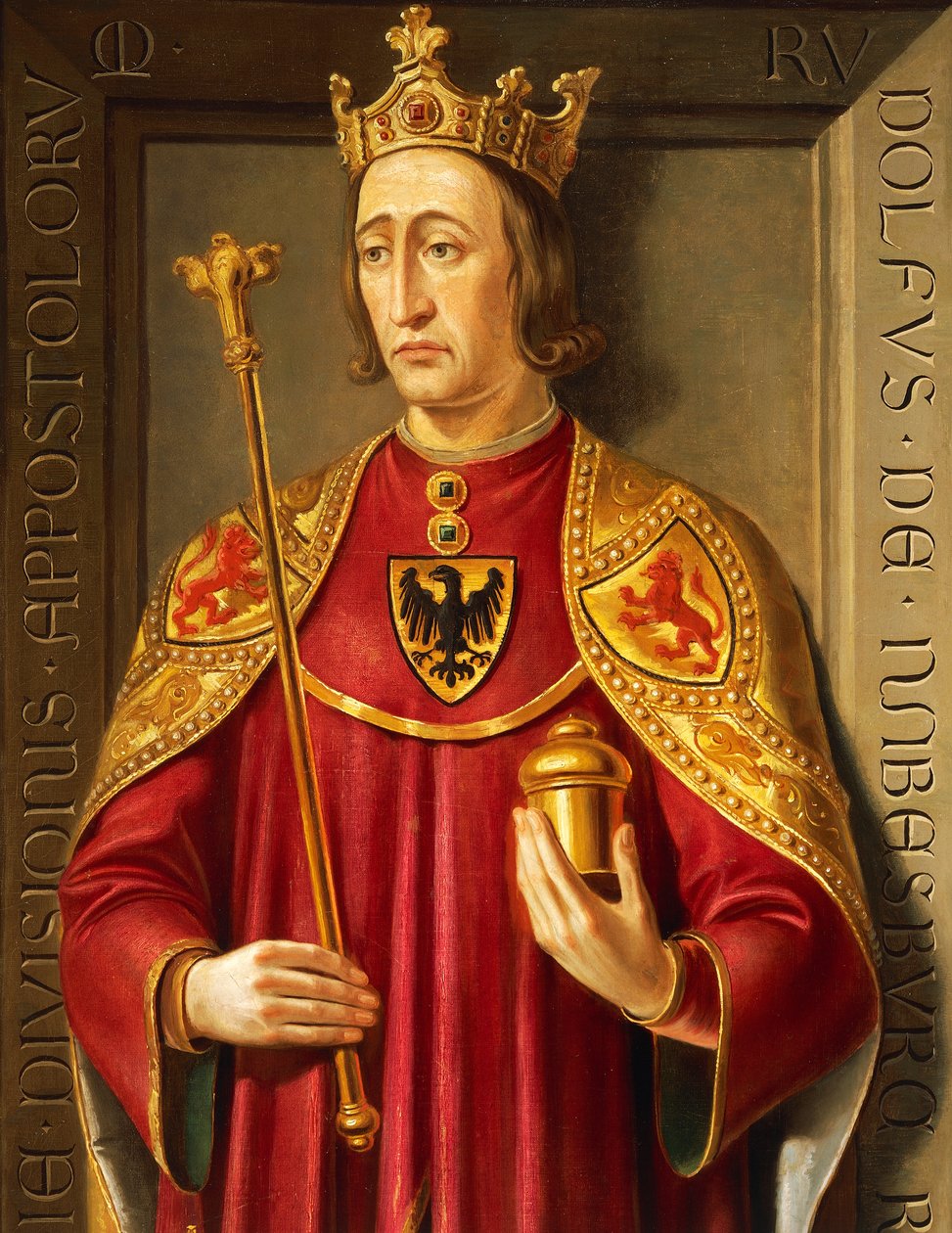 Rudolf von Habsburgin (1218-91) muotokuva, Josef Kissin ja Friedrich Mayrhoferin maalaus, yksityiskohta tekijältä Josef and Mayrhofer Friedrich Kiss