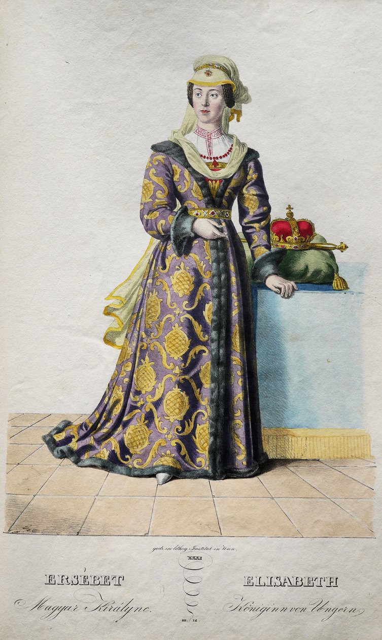 Elisabet Luxemburgilainen 1409-1442, Böömin kuningatar, 1828 tekijältä Josef Nikolaus Kriehuber