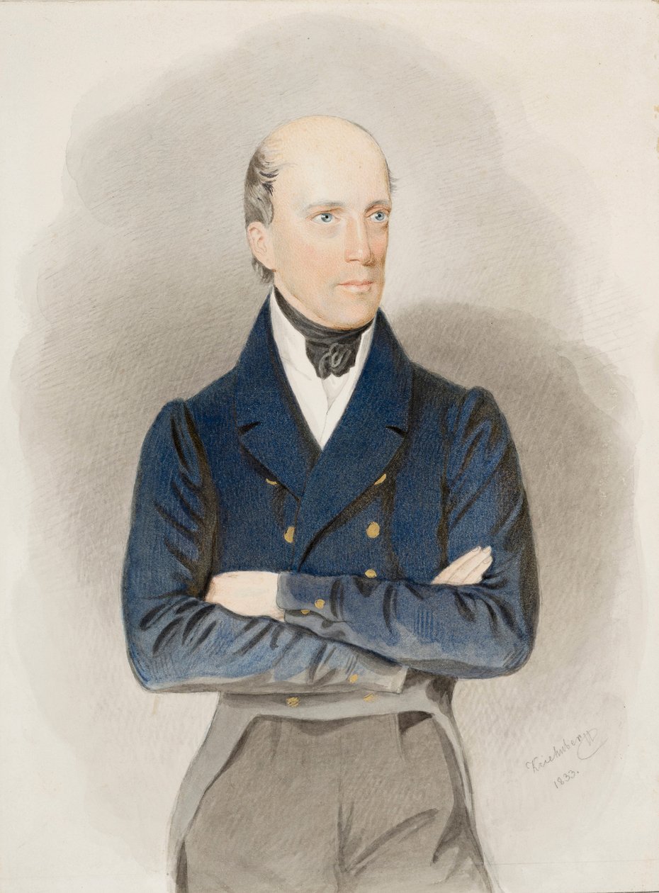 Itävallan arkkiherttua Johannes (1782-1859) muotokuva (akvarelli paperille) tekijältä Josef Nikolaus Kriehuber