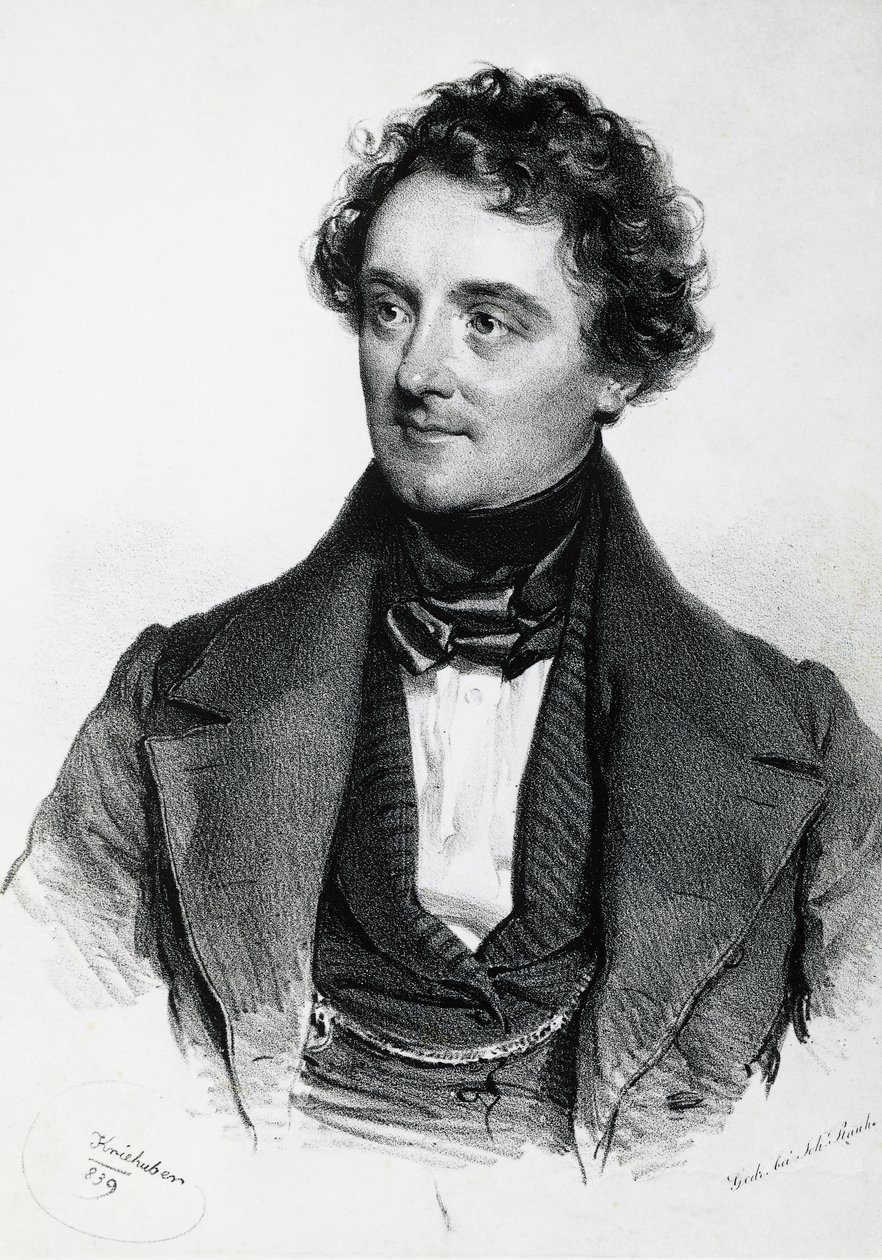 Johann Nepomuk Eduard Ambrosius Nestroyn muotokuva (Wien tekijältä Josef Nikolaus Kriehuber