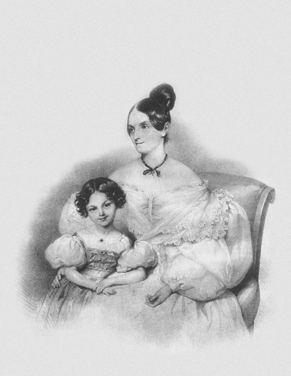 Olga Narychkina Potockin muotokuva heidän tyttärensä Sophien kanssa 1802-1861, 1835 tekijältä Josef Nikolaus Kriehuber