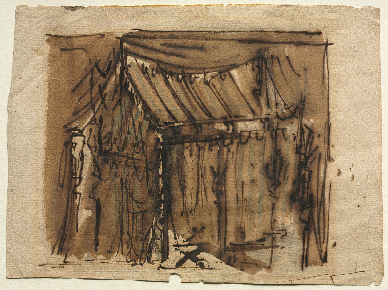 Teltta (recto); Kaksi luonnosta (käänteinen) tekijältä Josef Platzer