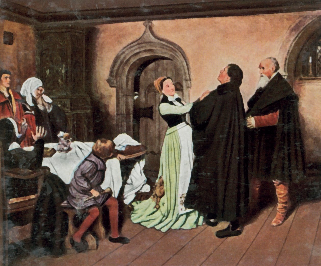 Luther ja Katharina von Bora (tehostettu värilitra) tekijältä Josef Scheurenberg