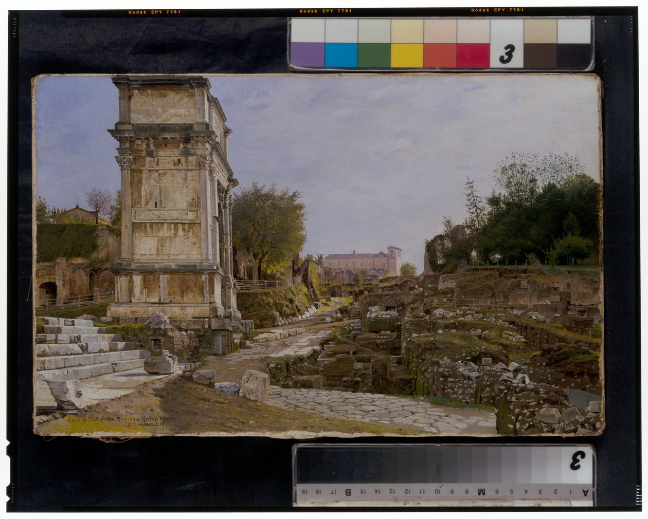 Forum Romanum Tituksen kaaren ja Colosseumin kanssa tekijältä Josef Theodor Hansen