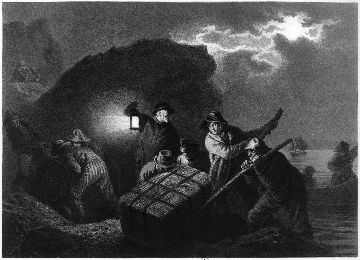 Salakuljettajat Ruotsin itärannikolla, 1800-luvun alku tekijältä Josef Wilhelm Wallander