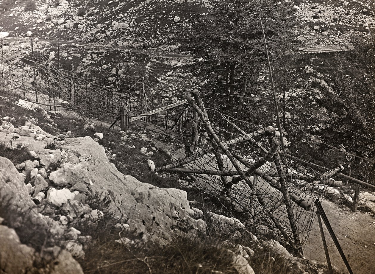 Albumi "Oma maailmansota - muistoja Lounaisrintamasta Kärntenissä, Italiassa, Trentino-Alto Adige" 31.3.1915-12.11.1918 - Josef Zohles Wien ": piikkilanka (m/w kuva) tekijältä Josef Zohles
