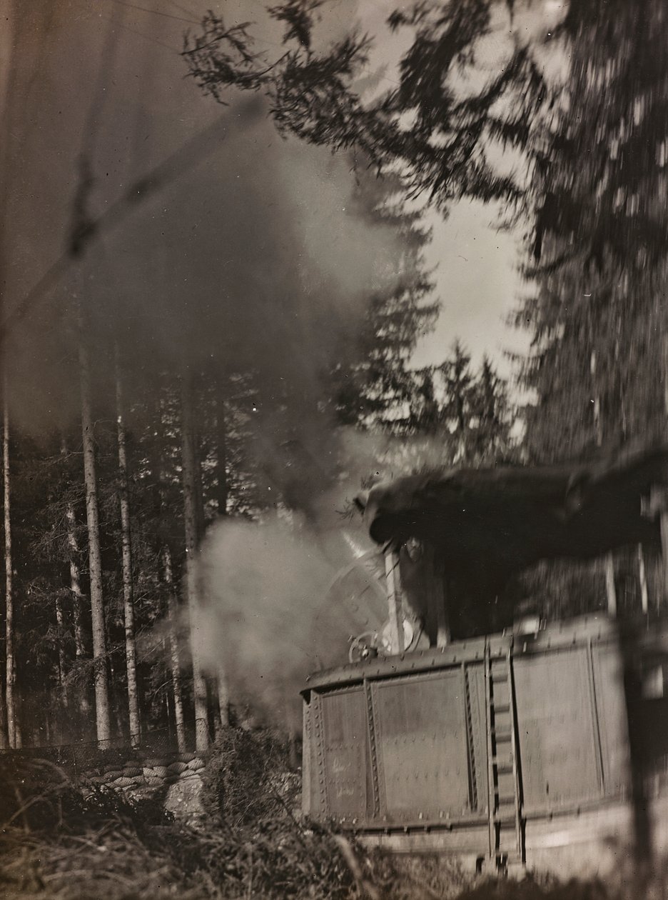 Albumi "Oma maailmansota - muistoja Lounaisrintamasta Kärntenissä, Italiassa, Trentino-Alto Adige" 31.3.1915-12.11.1918 - Josef Zohles Wien ": kranaatinheitin Morser toiminnassa ( tekijältä Josef Zohles