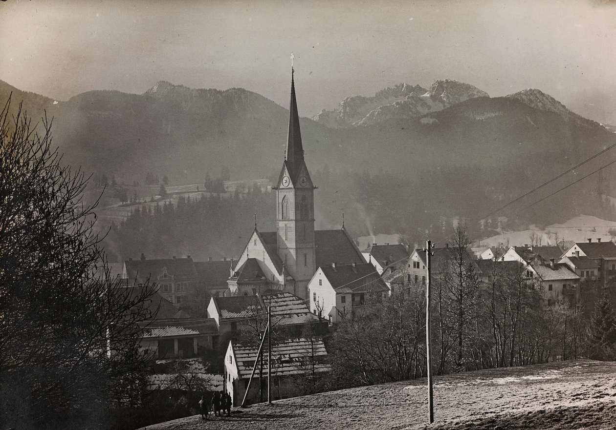Albumi "Oma maailmansota - muistoja Lounaisrintamasta Kärntenissä, Italiassa, Trentino-Alto Adige" 31.3.1915-12.11.1918 - Josef Zohlen Wien": Hermagor-Presseggerin näkymä tekijältä Josef Zohles