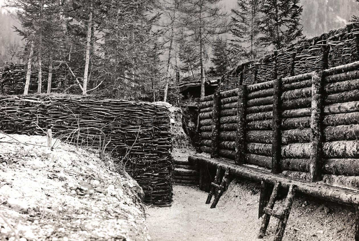 Albumi "Oma maailmansota - muistoja Lounaisrintamasta Kärntenissä, Italiassa, Trentino-Alto Adige" 31.3.1915-12.11.1918 - Josef Zohles Wien ": Hirsistä tehty este tekijältä Josef Zohles