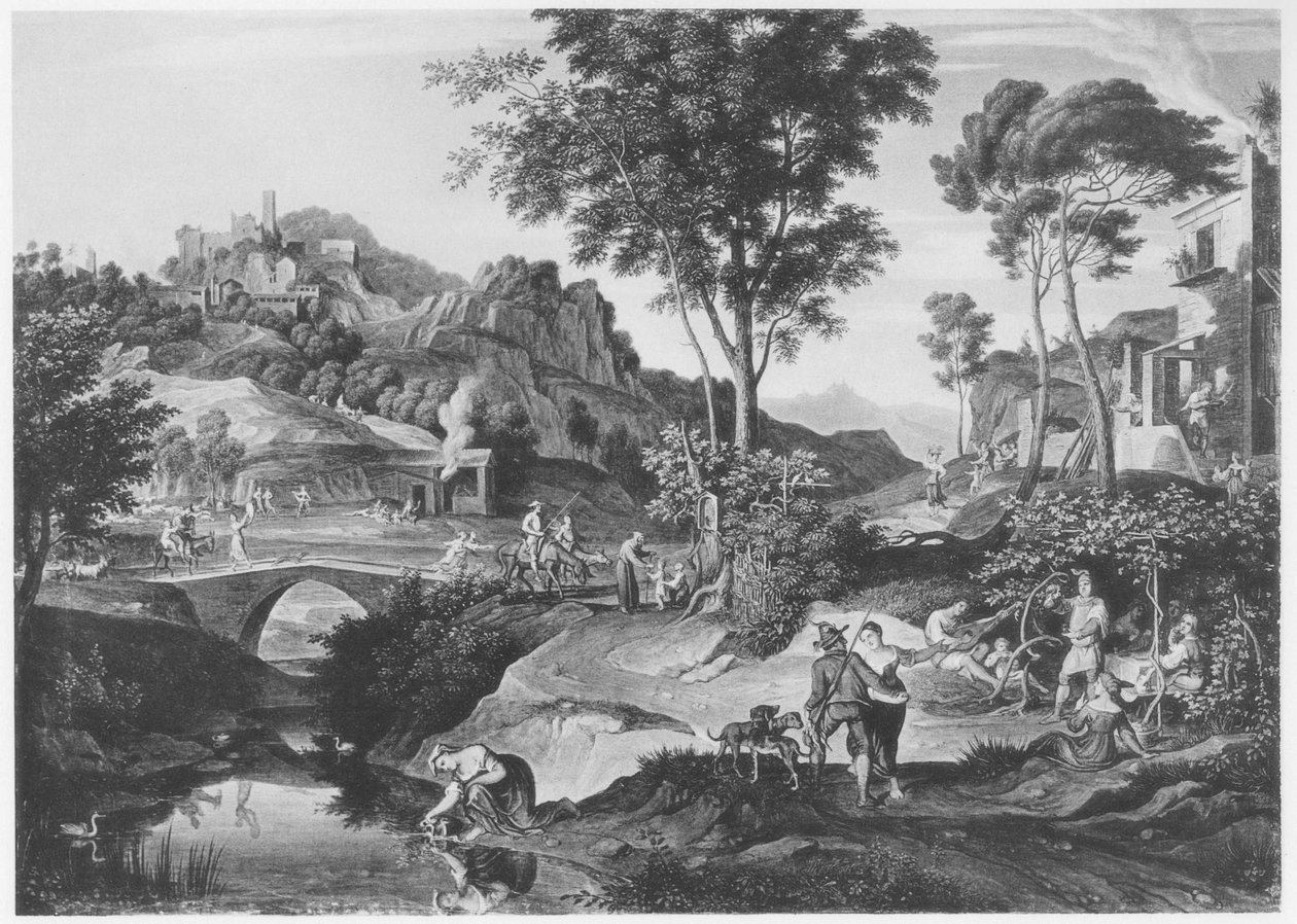 Italian Landschaft mit Don Quichotte tekijältä Joseph Anton Koch